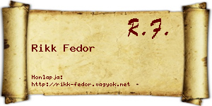 Rikk Fedor névjegykártya
